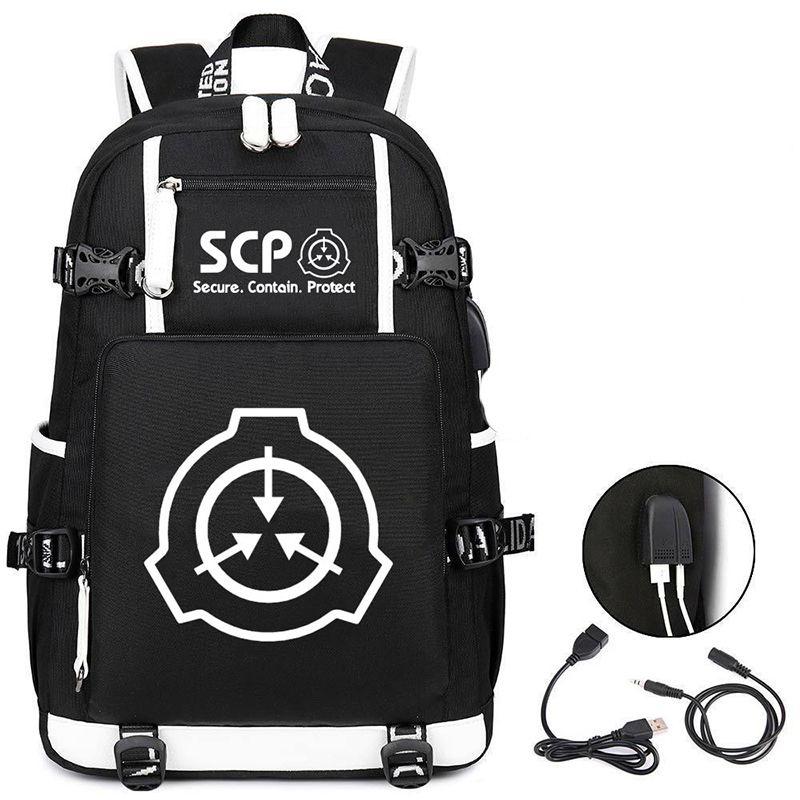 Светящийся рюкзак Фонда SCP большой вместимости с USB-зарядкой SCPDisc