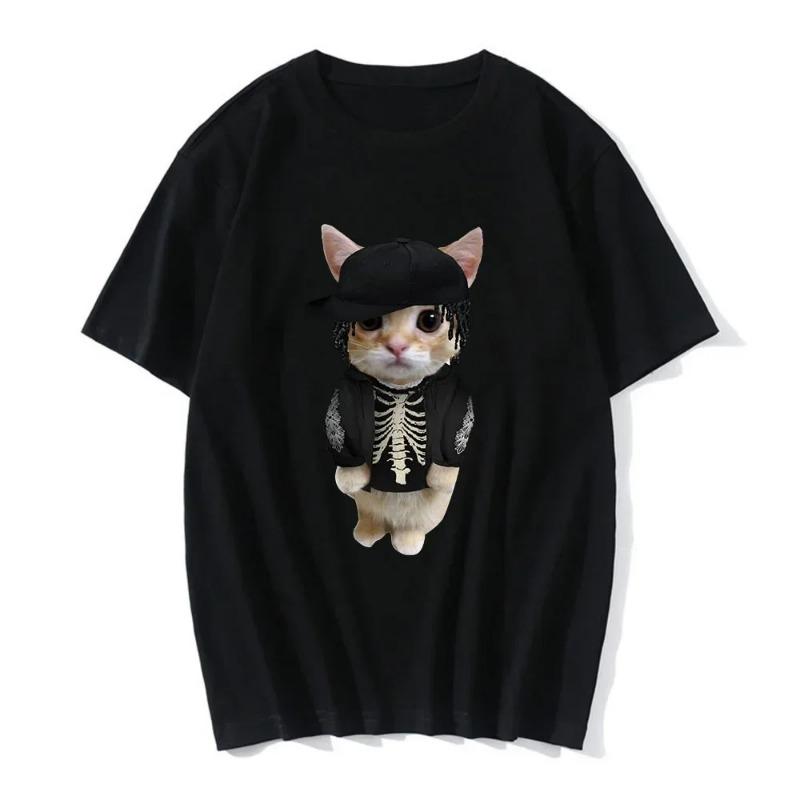 Funny Cat Print Women Casual T-Shirt Women Men Summer Harajuku T Shirts Girl Boy Casual Fashion Clothes
