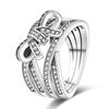 2023 Fashion Silver Plated Princess Tiara Crown Sparkling Love Heart Rings for Women Jewelry Anniversary Gift