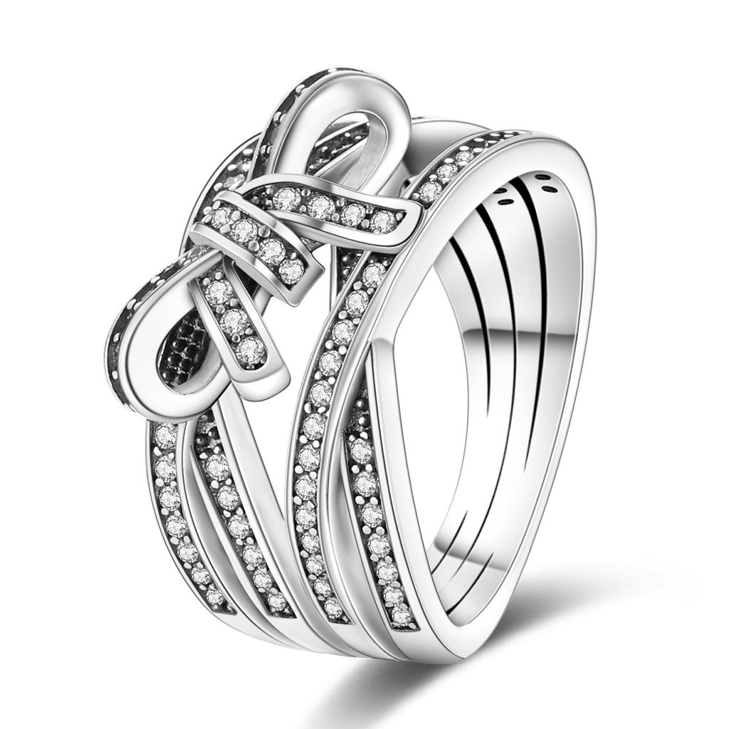 2023 Fashion Silver Plated Princess Tiara Crown Sparkling Love Heart Rings for Women Jewelry Anniversary Gift