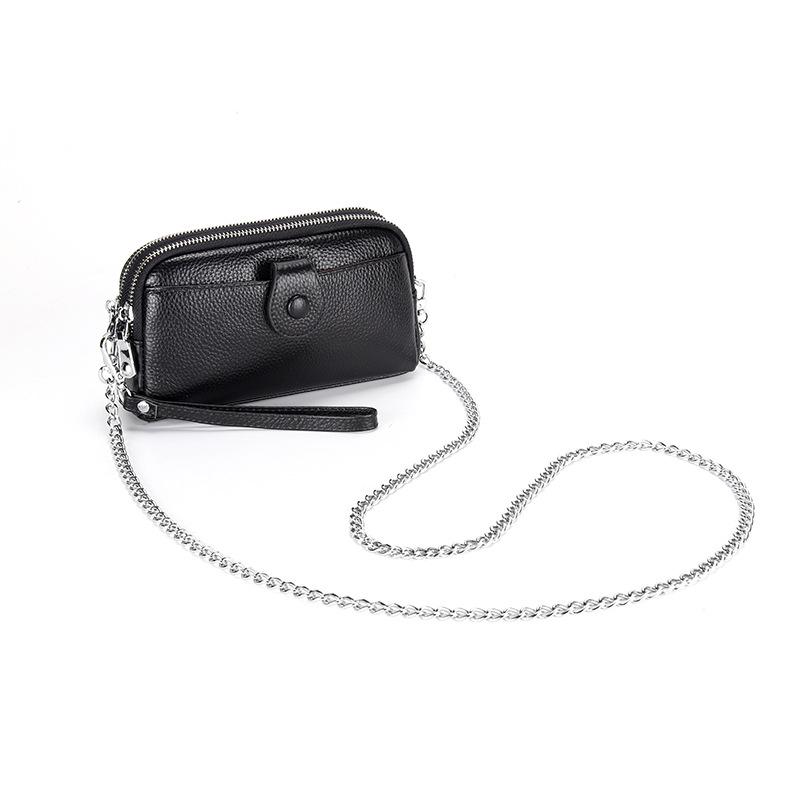 Genuine Leather Ladies Clutch Purses Long Women Wallet Zipper Wrist Bag Female Coin Purse Mobile Phone Bag Chain Crossbody Bags
