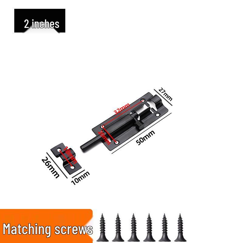 Stainless Steel Black Bolt for Cabinet & Wooden Door, Sizes: 1.5 To 5 Inches