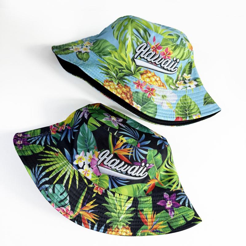 Outdoor hot island style letter three-dimensional embroidery digital printing bucket hat fashion versatile basin hat