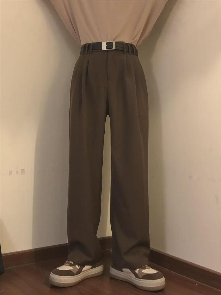 Spring/Summer Retro Loose Straight Coffee Casual Pants for Men