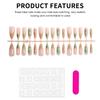 30PCS Glossy Nude Long Fake Nails with Green Pattern Prevailing Natural Look Press-On Nail Sets for Fingernail DIY Decoration