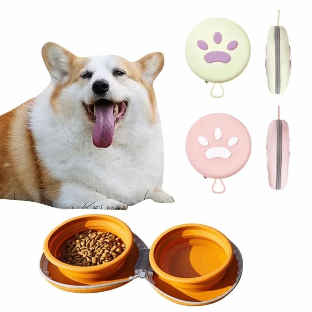 Silicone Dog Drinking Box Portable Collapsible Pet Bowl New Puppy Dual Bowl Pet Travel