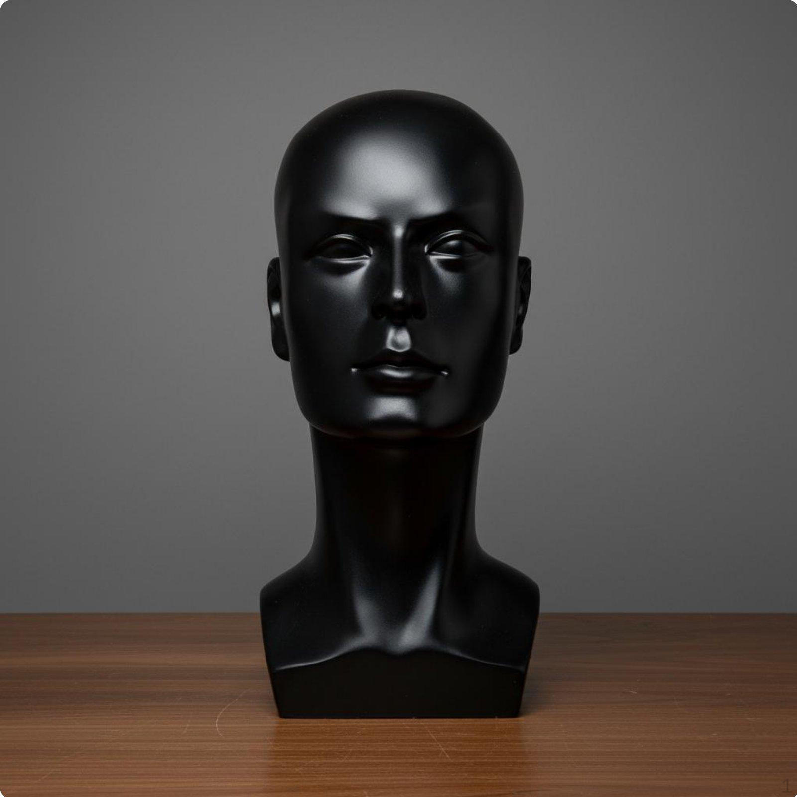 Male Mannequin Head Realistic Features Bald Display Makeup Practice Hairpiece Stand for Black Pd2 Matte