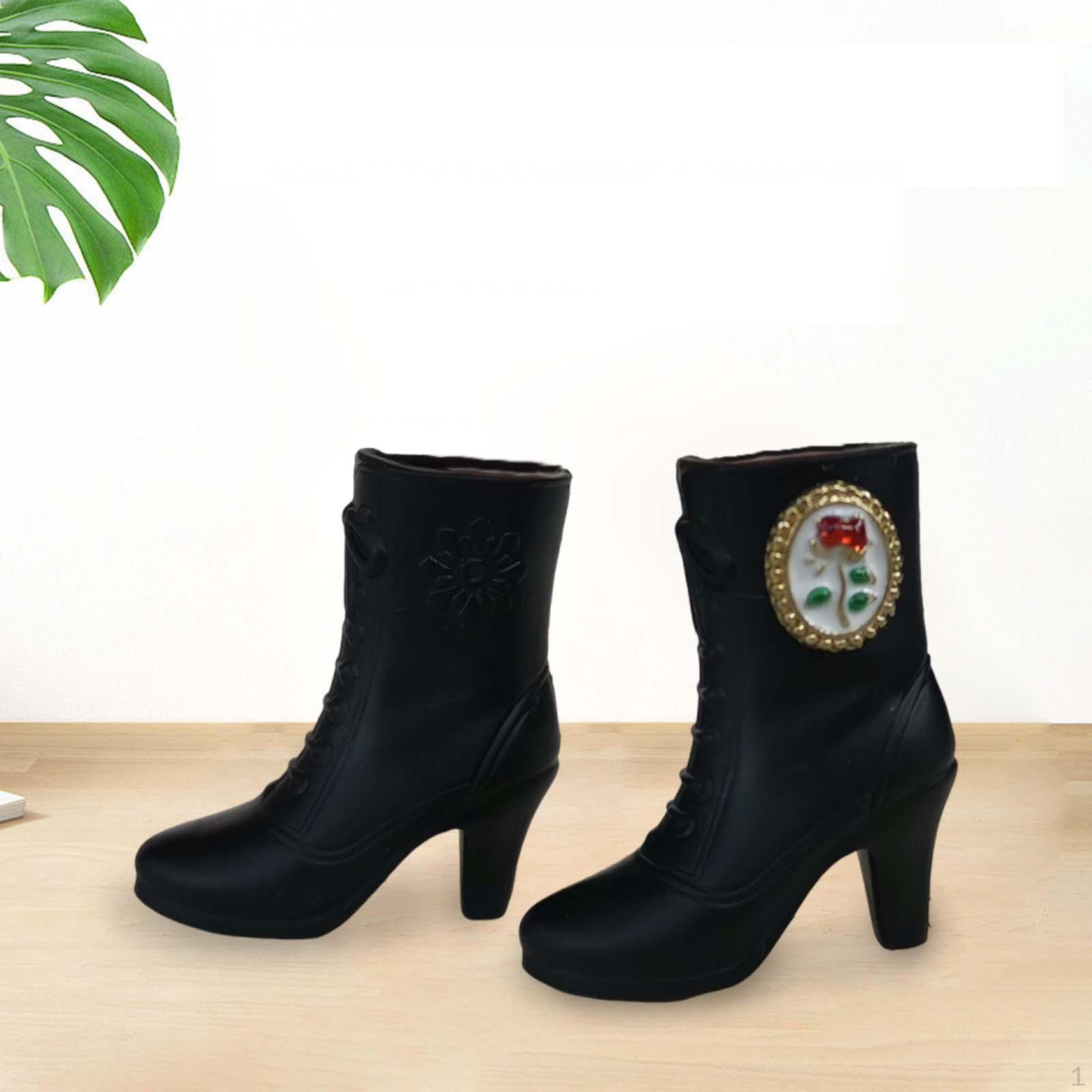 

1/6 Жіночі лялькові чоботи, фігурки, модні туфлі на високих підборах, міні для 12 дюймів Black Short