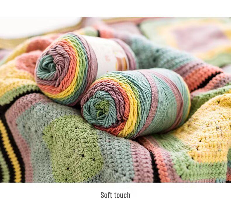 Filato di Cotone Pettinato Gradiente Arcobaleno a 5 Fili Ruyi Bird per Maglioni e Cappelli all'Uncinetto