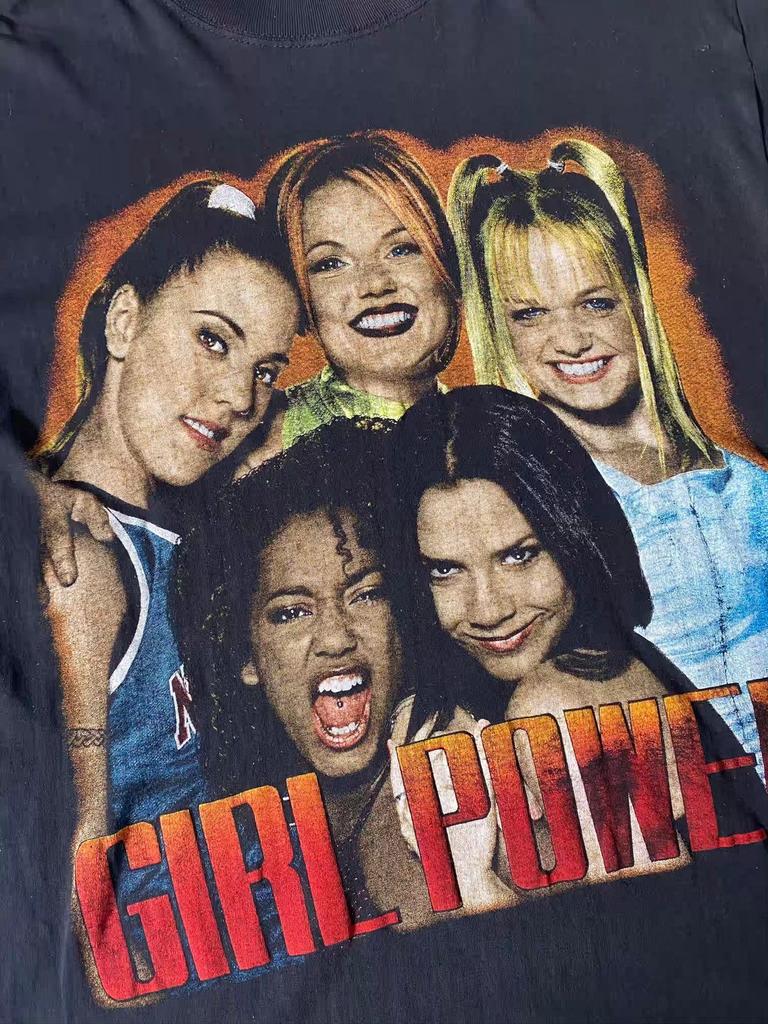 T-shirt unisexe noir Vintage années 90 Spice Girls 'Girl Power' QT3655