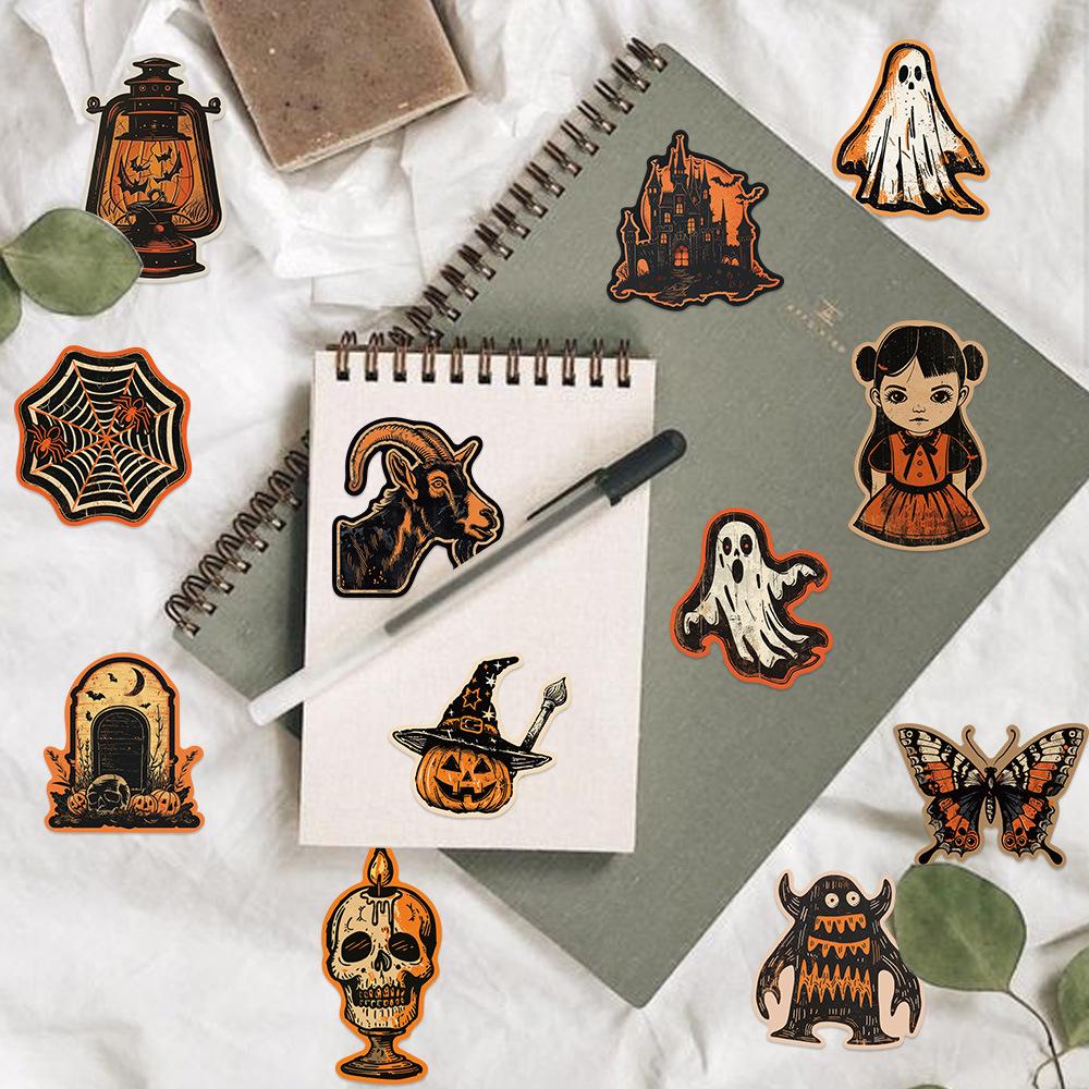 50 Retro Halloween Doodle Stickers Party Decoration Guitar Laptop Suitcase DIY Waterproof