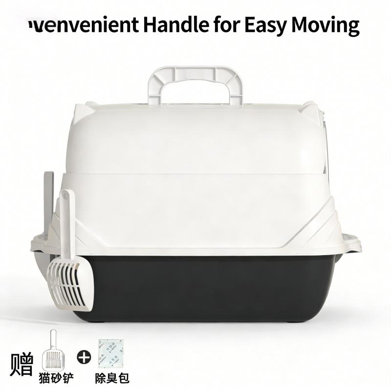 Tragbare Deodorierende Ritter Schwarz X-Large Katzenklo Anti-Spritz Vollständig Geschlossen mit Leicht zu Tragendem Griff Kätzchen Geruchsdicht