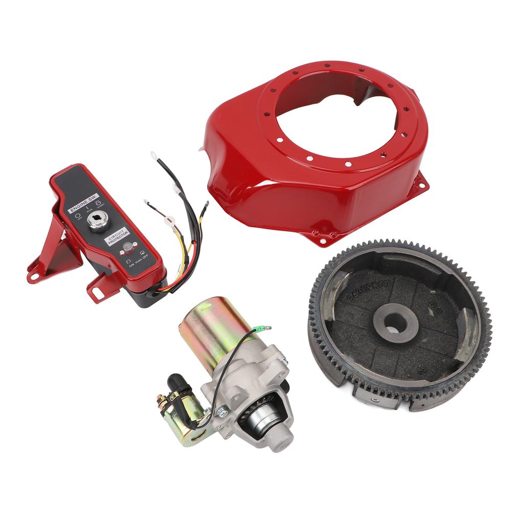 Electric Start Kit Smoother Start Switch Starter Motor Ignition Flywheel Cover for GX160 GX200 5.5HP 6.5HP 4 Stroke