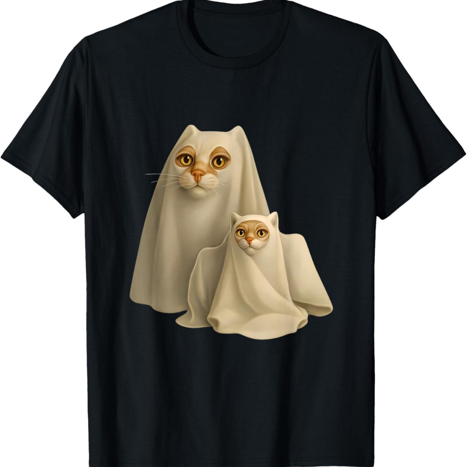 Ghost Cat Meme Funny Halloween Men Women Kids T-Shirt S