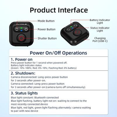 50M Bluetooth Remote Control With Wrist Strap Camera Wireless Shooting Controller for Insta360 X5/X4/X3/AcePro 2/Go 3/3S