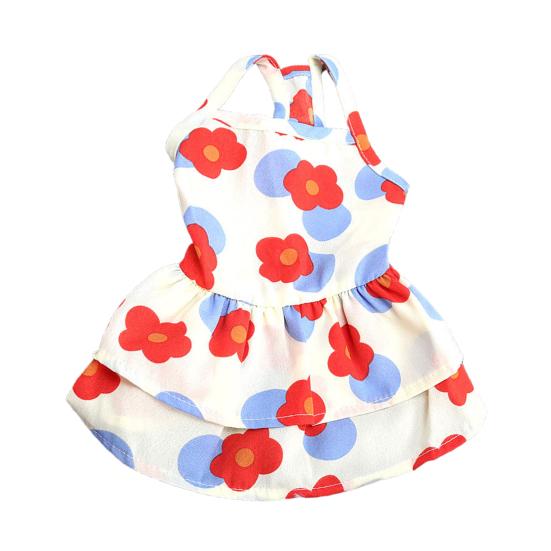 Dog Dress Eye-Catching Cartoon Pattern Vibrant Color Summer Small Dog Princess Cosplay Costume for Home Wear