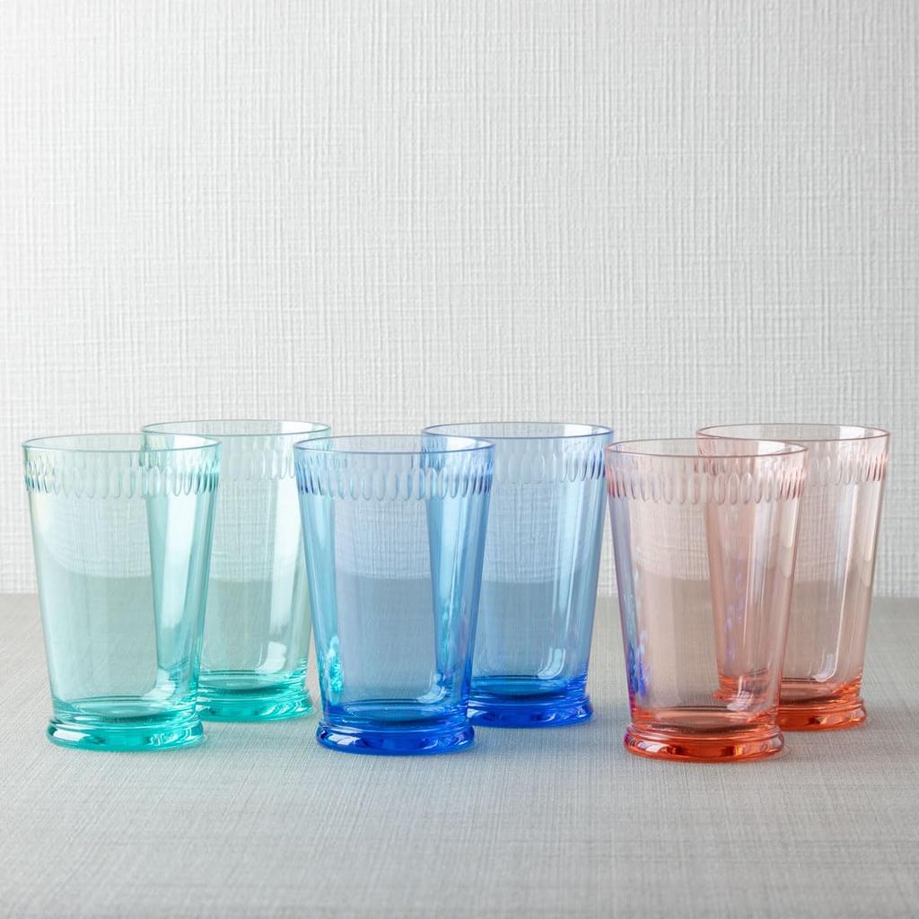 TarHong Scallop Tumbler Set of 6 280ml Assorted Cups Unbreakable Tritan Plastic Dishwasher Safe Stylish Cute Lightweight Outdoor Camping KD24092185