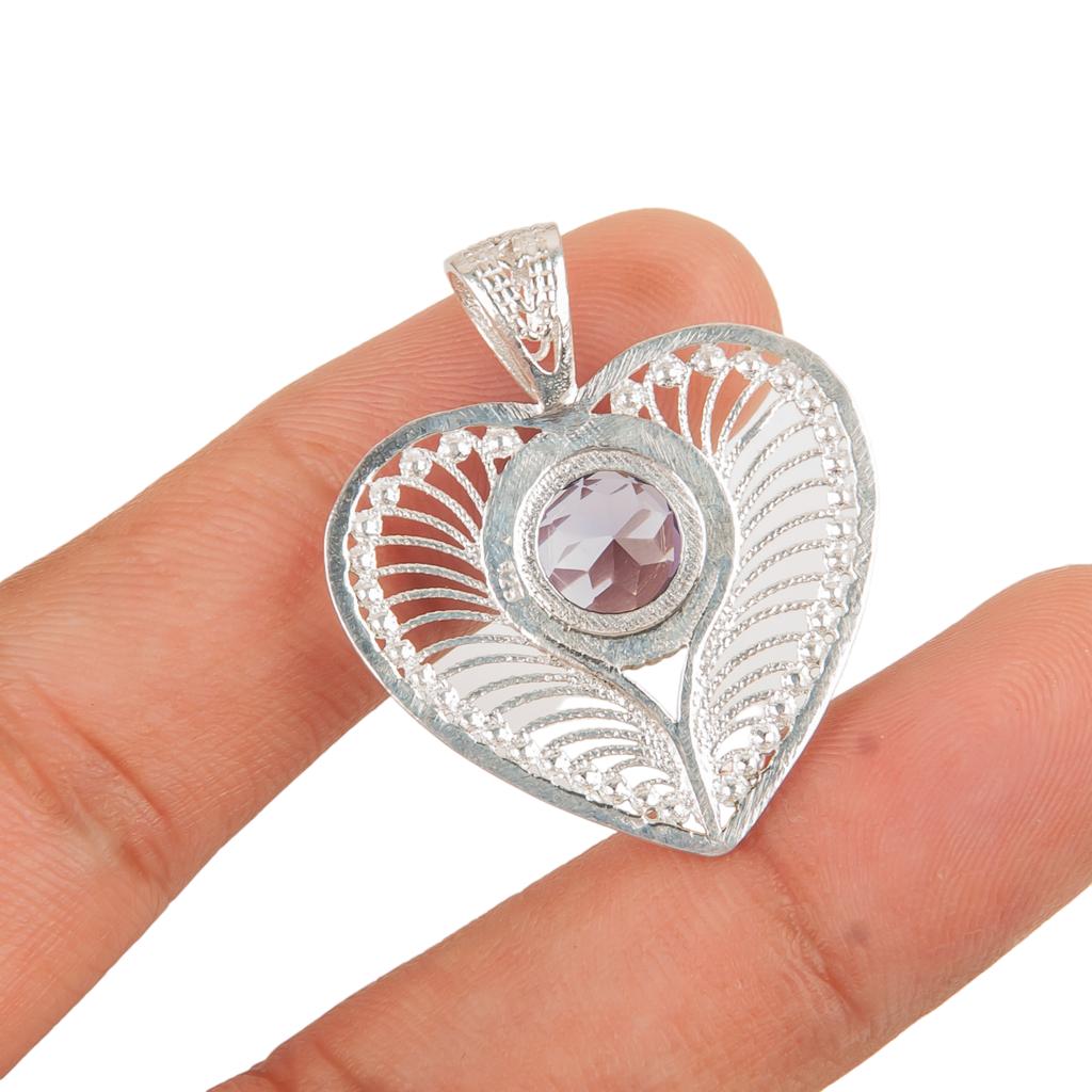 Natural Iolite Gemstone 925 Sterling Silver Jewelry Handmade Pendant 1.4" CP-15-6