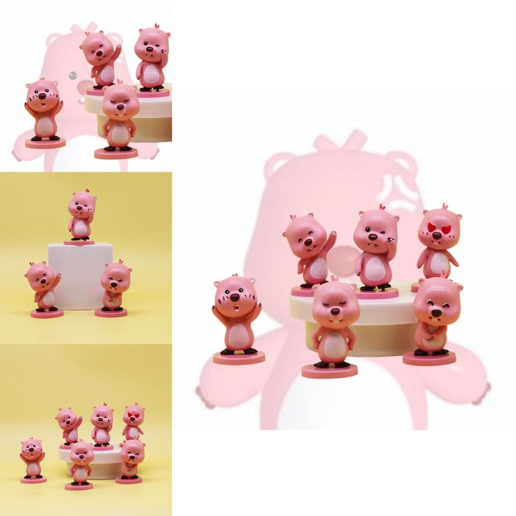 Cute Pink Beaver Figure 2nd Generation Blind Box Pvc Toy Car Desk Decor Gift For Girls