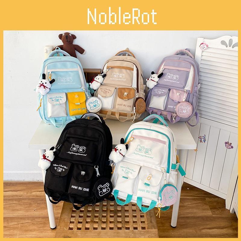 Splicing Blocking Color School Bag Large Capacity Backpack Cartoon Students Gift