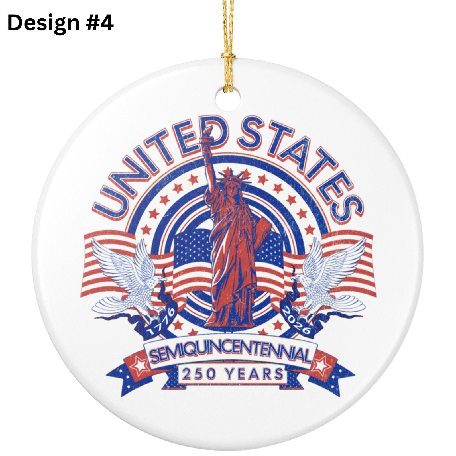 

USA 250th Anniversary Ornament 1776 To 2026, Patriotic Christmas Ornament, America 250 Years Keepsake, USA Ornament, One Size