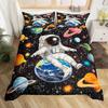 Cartoon Astronaut Duvet Cover Twin King Galaxy Bedding Set Outer Space Planet Star Quilt Cover for Kids Boys Girls Bedroom Decor