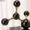 Geometric Crystal Molecular Ball Ornament Electroplated Metal Glass Sculpture Display Statue Home Decoration Accessories Crafts