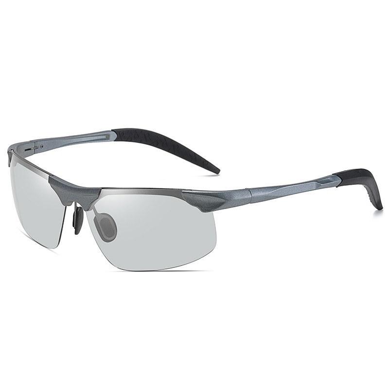 

AORON модные мужские фотохромные поляризационные солнцезащитные очки в классической металлической оправе с антибликовым покрытием UV400, очки для вождения серый