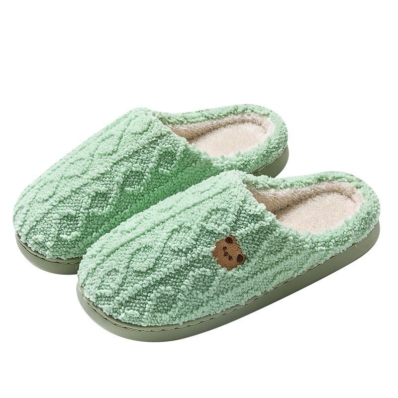 Non-slip and Warm Couple Plush Cotton Slippers Women's Autumn and Winter New Home Fluffy Slippers Men's Indoor Home and Outdoor Wear