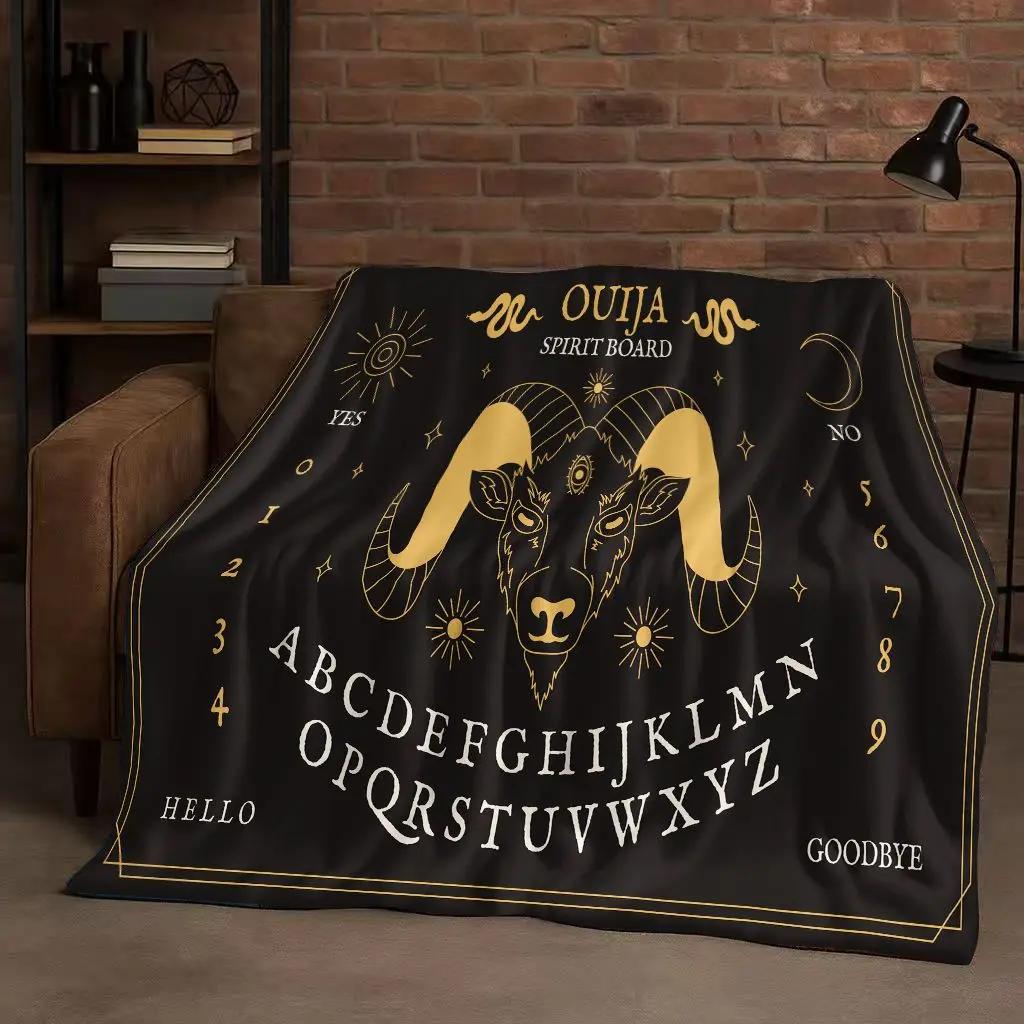 HD Retro Witch Spirit Ouija Board Flannel Blanket,Ultra Soft Warm Plush Throw for Home Bedroom Bed Sofa Cover Kids Gift Picnic