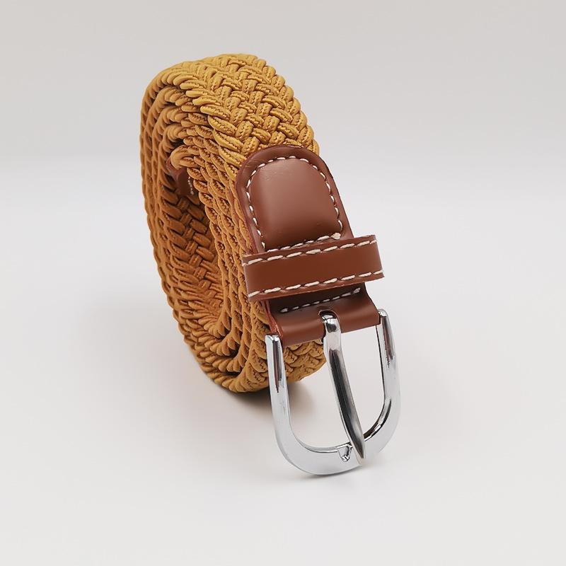 Men and Women Pin Buckle Canvas Belts, Thin Elastic Elastic Belts, Young Students Knitted Canvas Belts