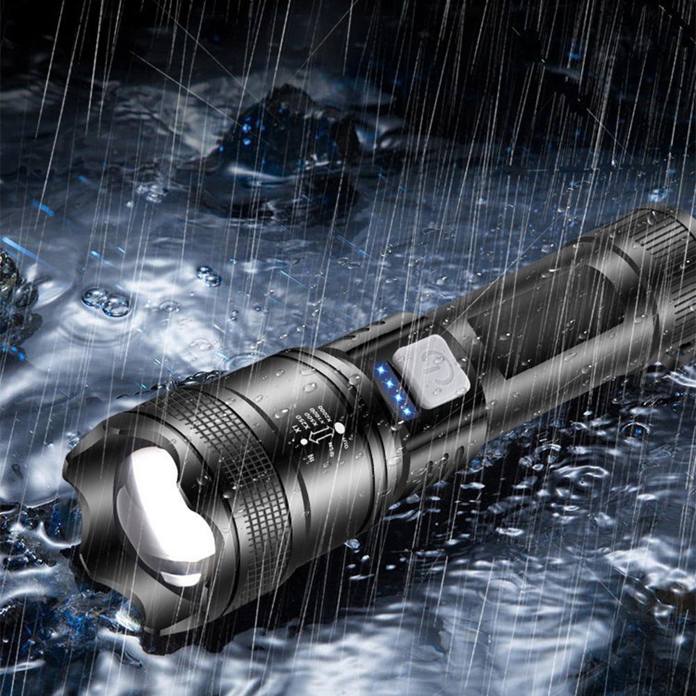 XHP50 High Power Flashlight Power Display Zoomable Flashlight 300LM Powerful LED Flashlight Mobile Power Bank for Camping Hiking