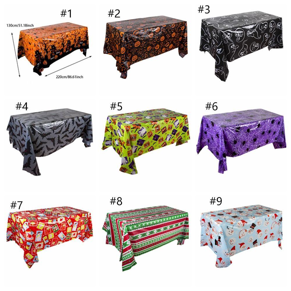 Pumpkin Ghost Bat Spider Snowman Dining Table Cover Disposable Tablecloth  Festival Party