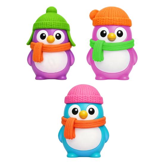 Cartoon Penguin Stress Relief Toy Knitted Hat Scarf Penguin Squeeze Toy Anti-anxiety Soft Stress Ball Animal Desk Toy