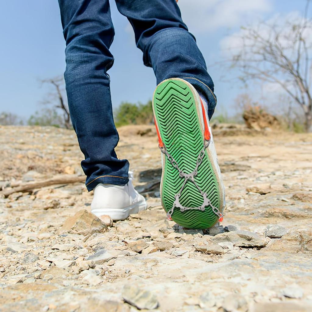 LIFKOME Kettenschuh-Set Einfach für Eis und Schnee Steigeisen, 6-Zacken, 2, Spikes, Anti-Rutsch-Sohlen, Leicht, Installieren, Pendeln, Straßen,