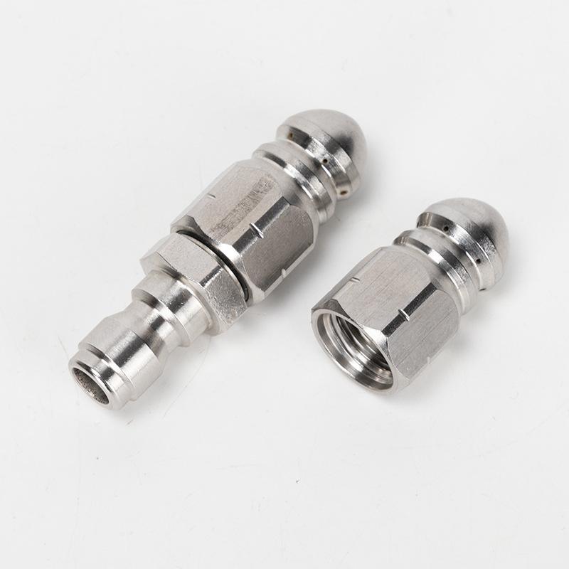 1Pcs Stainless Steel Quick Connect 1/4 Thread Pipeline Cleaning Rotating Spray Head Water Mouse Head Set Nozzle Tools