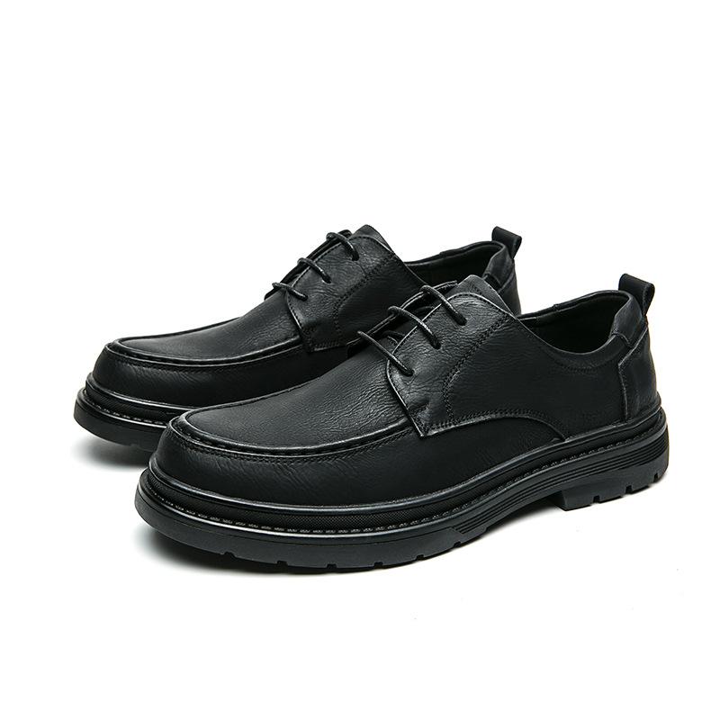 22 autumn and winter casual leather shoes comfortable lace-up British business polish retro