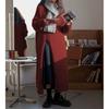 Retro loose lazy wind pullover solid color knee long split knit crew neck sweater skirt