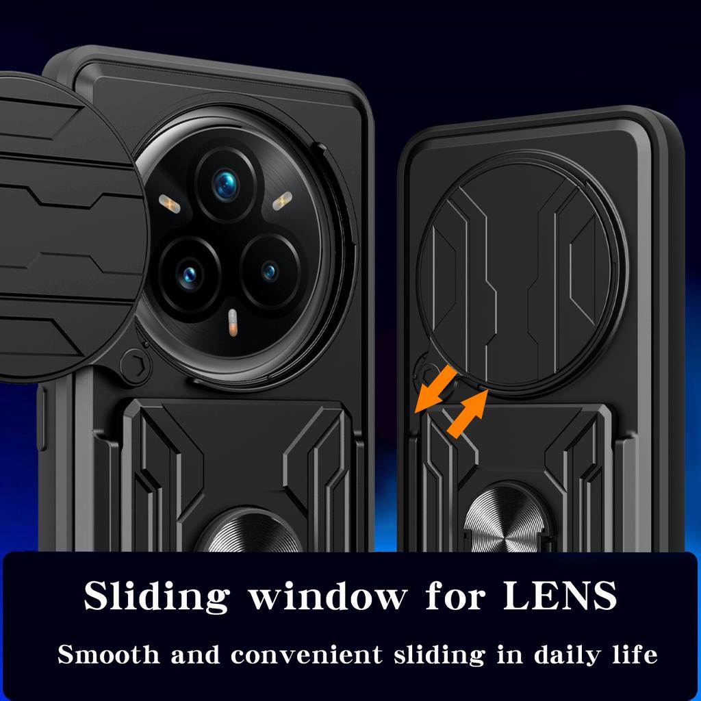 For Realme 14 Pro+ 5G Case PC+TPU Kickstand Phone Back Cover with Camera Slider