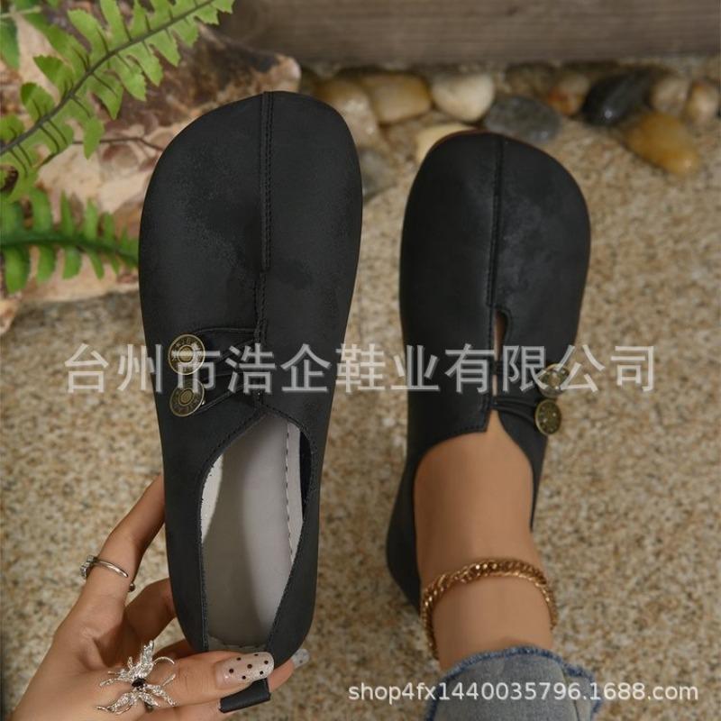 Shoes Autumn New Soft Leather Flat-bottomed Casual Single Shoes Women's Shallow Mouth One Pedal Simple Fashion Women's Shoes