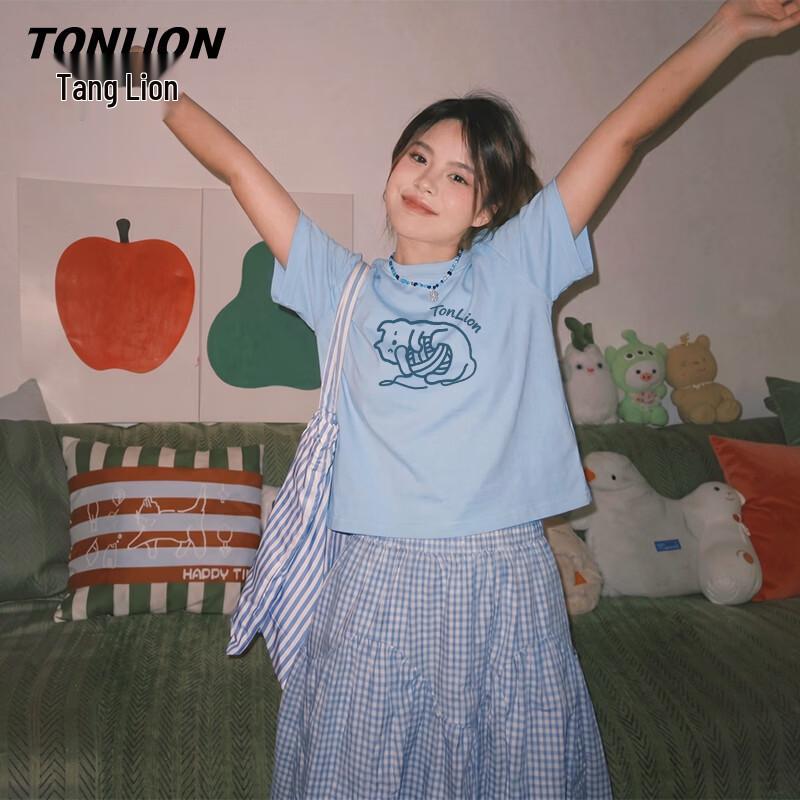 TonLion Women s Pure Cotton Short-Sleeve T-Shirt with Cartoon Print 2XL