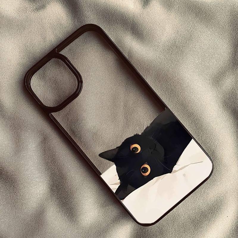 Cartoon Black Cat Phone Case for IPhone 16 13 15 Cover for 12 11 14 Pro Max 13 12Mini 14 15 Plus Hard PC Shells Fundas