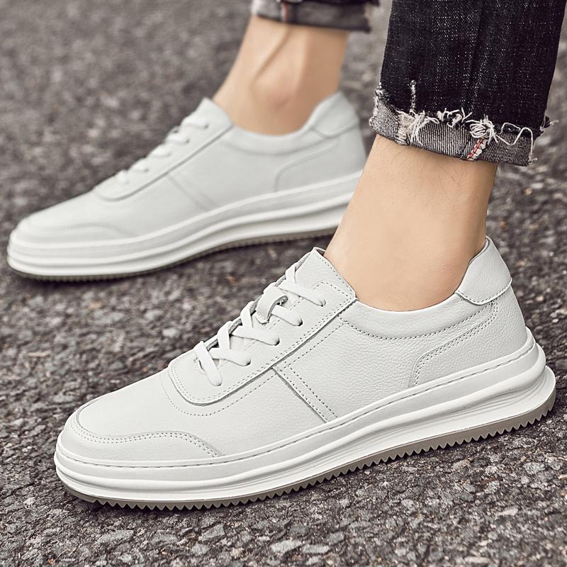 Fashion Vintage Men Casual Footwear New Genuine Leather Shoes Men Handmade Lace-Up Skate Shoes Men Fashion Flat Minimalist Walking Shoes