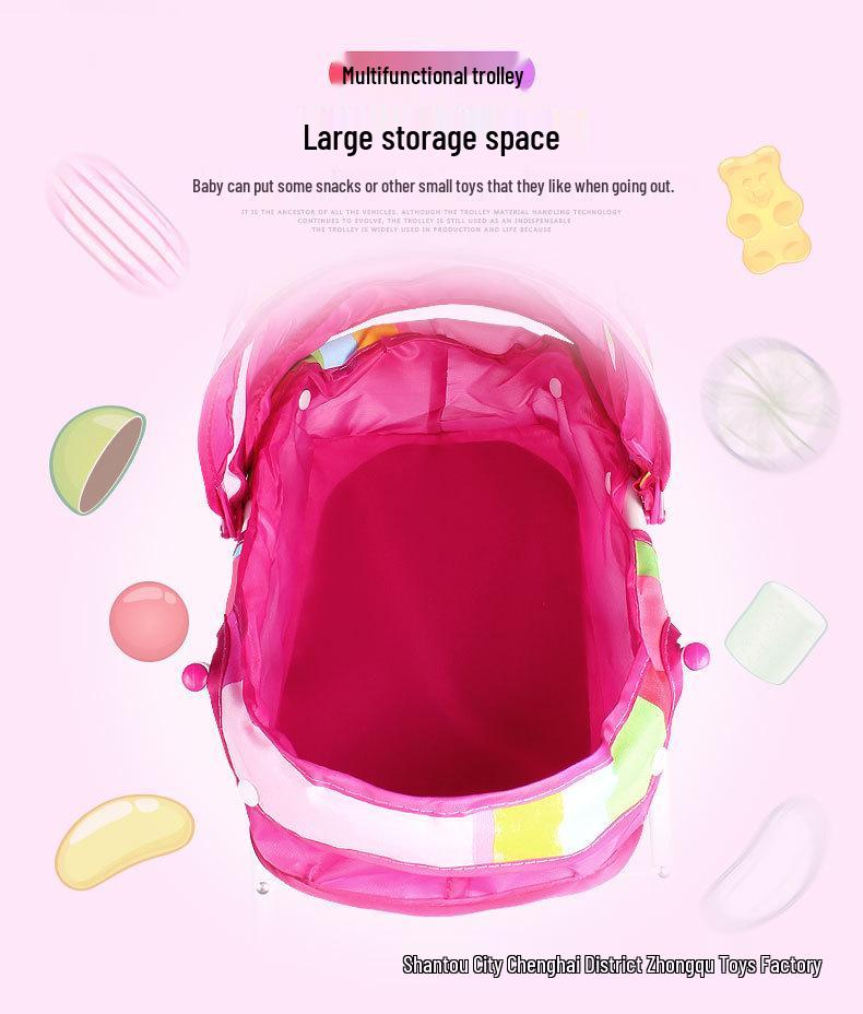 Children's Simulation Stroller Toy - Pretend Play Iron Rod Design for Girls