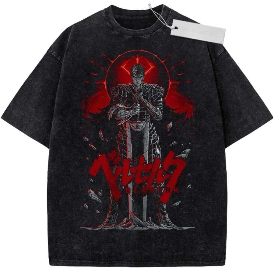 Unisex Black Washed Vintage T Shirt Jujutsu Kaisen Sukuna High Quality Fabric for Fitness Casual Shopping
