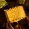 Burning Glass Bead Fan-Shaped Lamp: Oil Painting-Inspired Book Lamp with Calligraphy Text - Creative Ancient Style Gift.