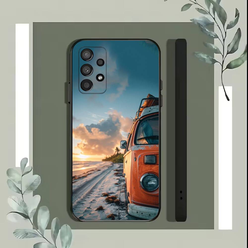 Combi Van Surf Phone Case For Samsung S25,S24,S21,S22,S23,S30,Ultra,S20,Plus,Fe,Lite,5G Black Cover