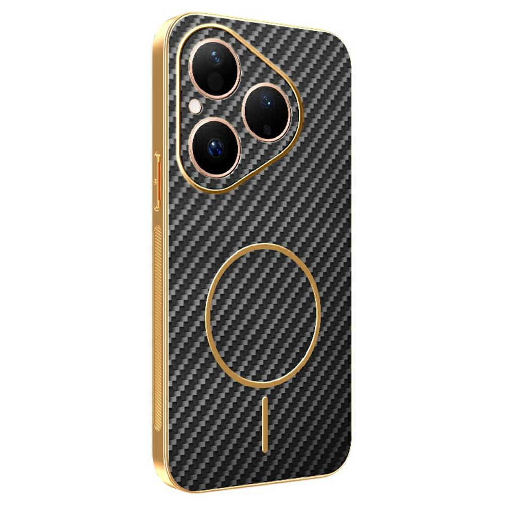 For Huawei Pura 80 Phone Case Carbon Fiber Textured Electroplated TPU Back Cover
