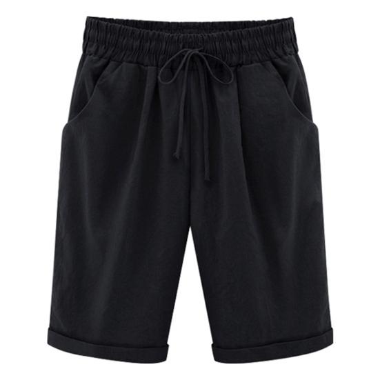 Pantaloncini estivi da donna con coulisse Vita elastica Lunghezza al ginocchio Gamba larga Tasche laterali larghe Pantaloni corti da donna casual in puro colore taglie forti