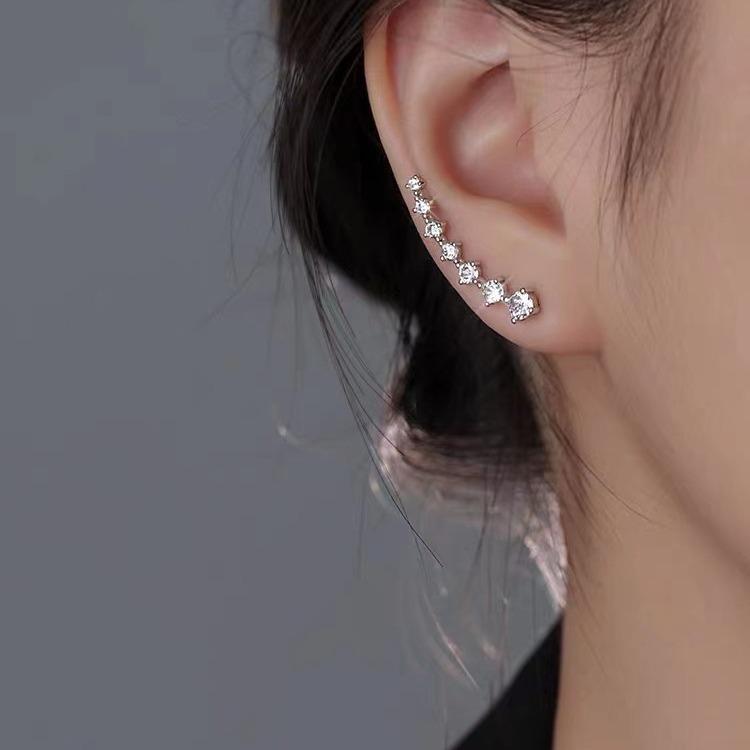 925 Sterling Silver Zircon Stud Earrings - 2023 Women's Autumn/Winter High-End Style